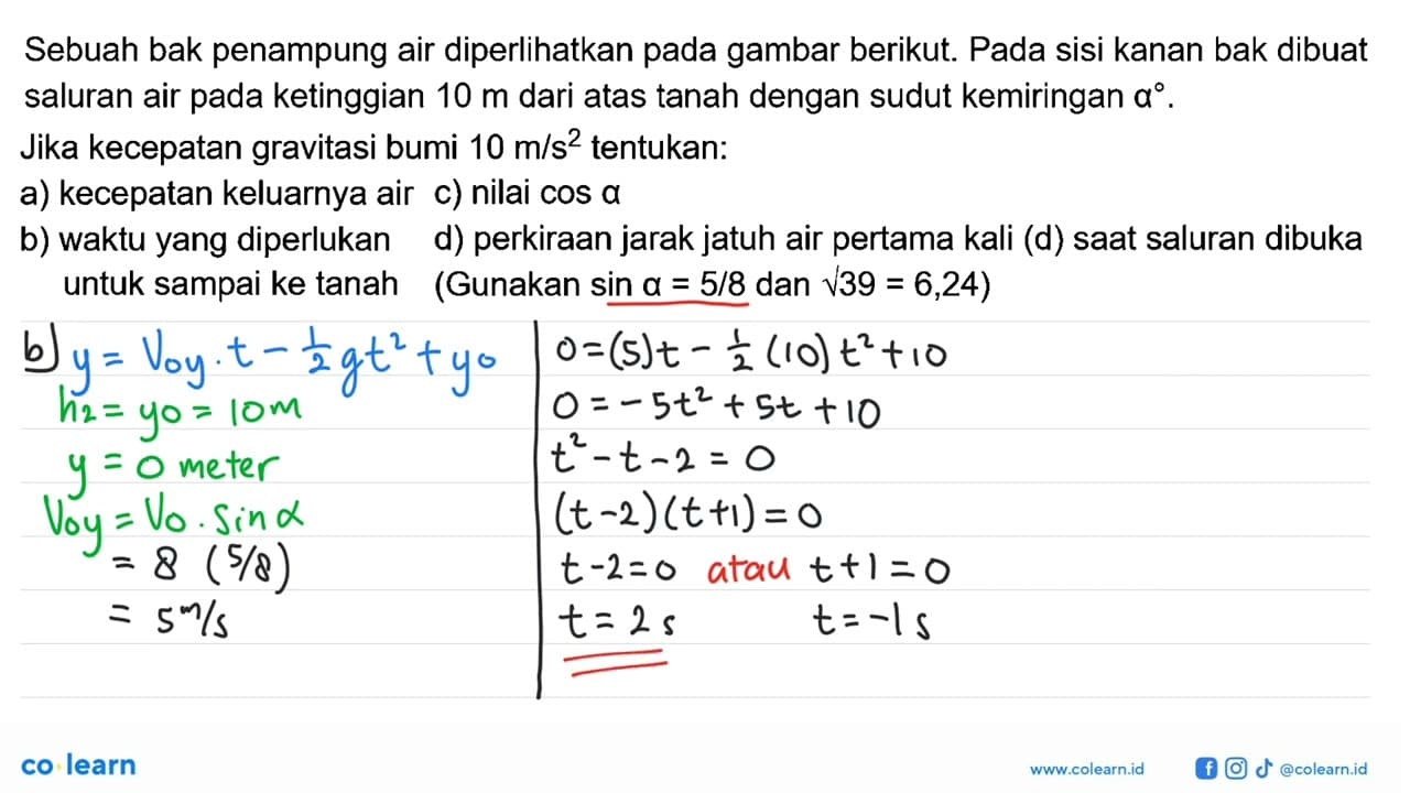 3,2 m 10 m alpha d Sebuah bak penampung air diperlihatkan