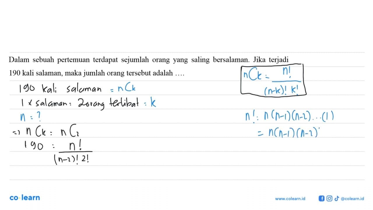 Dalam sebuah pertemuan terdapat sejumlah orang yang saling