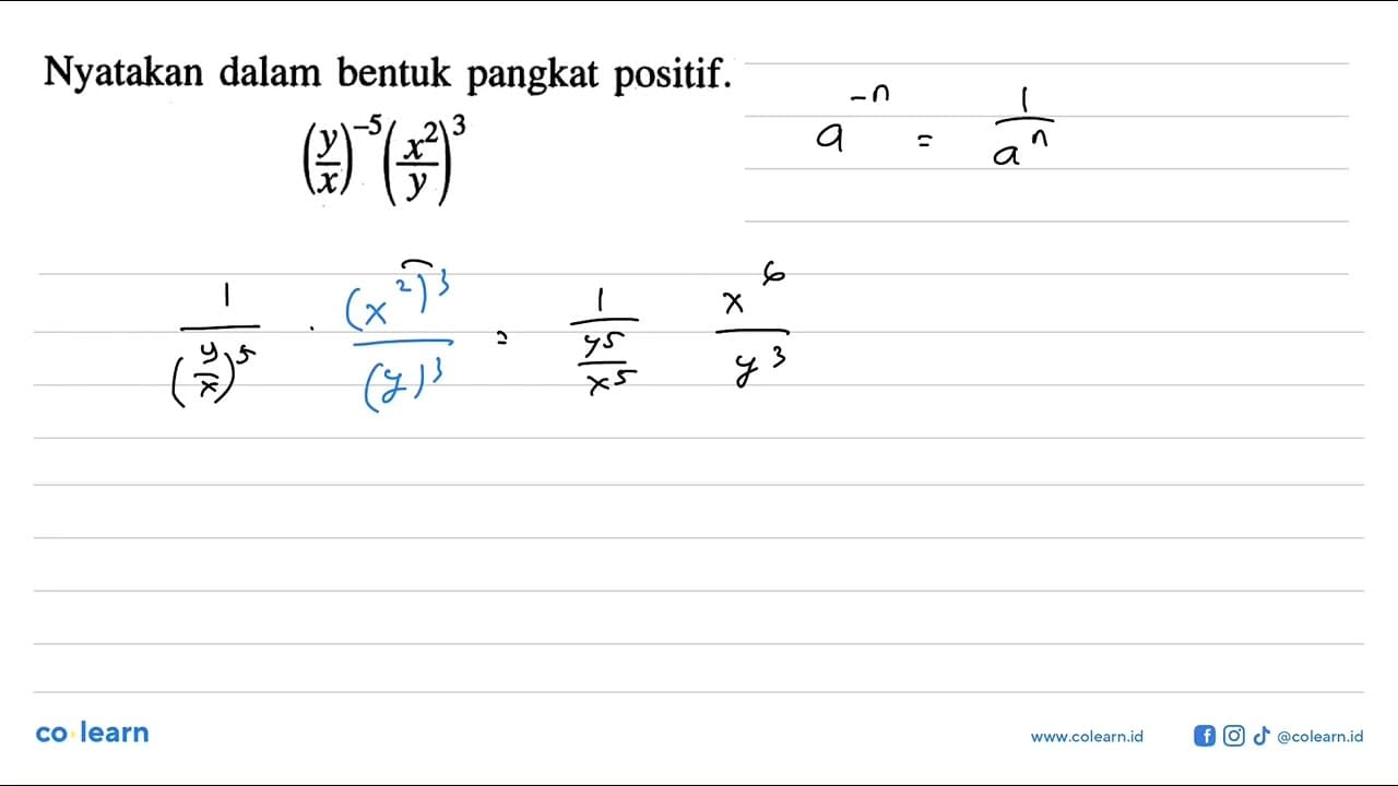 Nyatakan dalam bentuk pangkat positif.