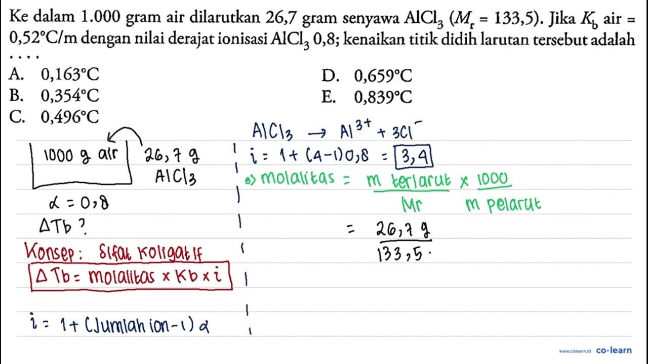 Ke dalam 1.000 gram air dilarutkan 26,7 gram senyawa