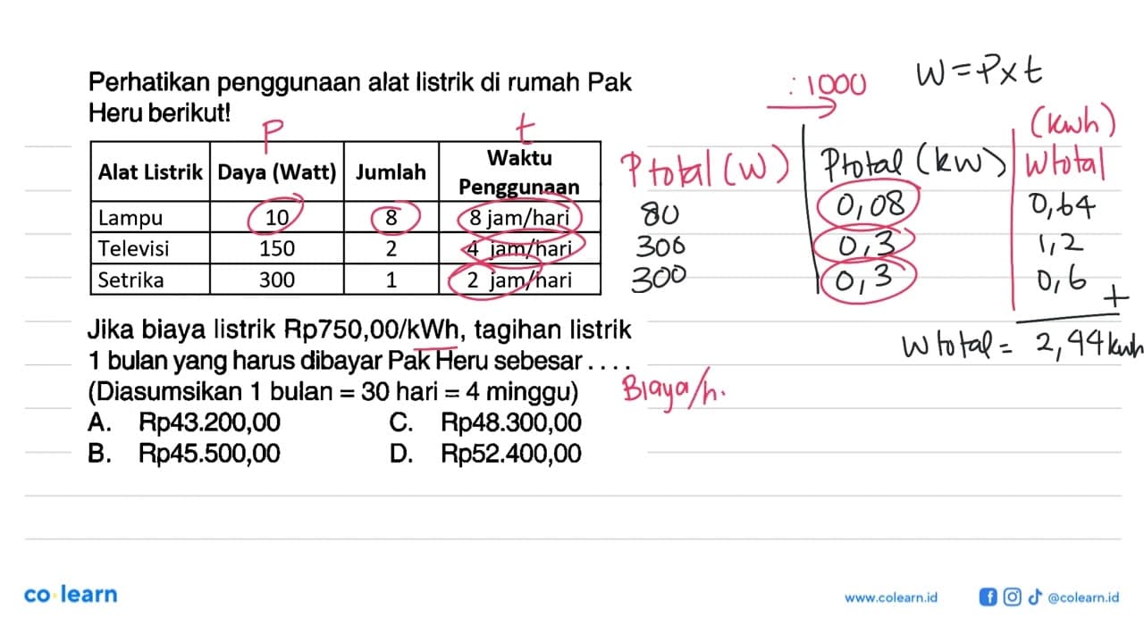 Perhatikan penggunaan alat Iistrik di rumah Pak Heru