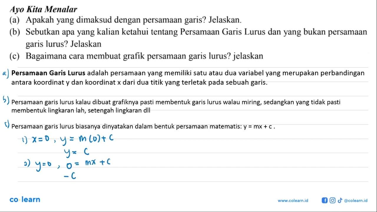 Ayo Kita Menalar (a) Apakah yang dimaksud dengan persamaan