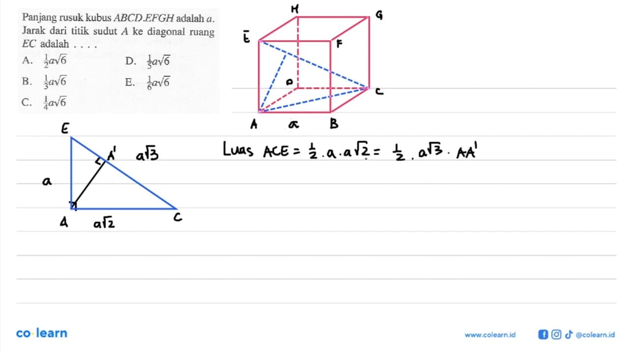 Panjang rusuk kubus ABCD.EFGH adalah a. Jarak dari titik