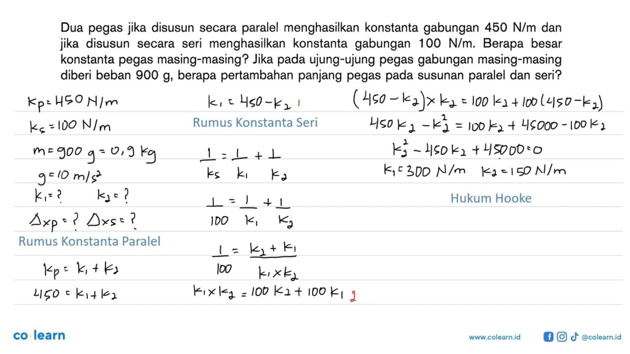 Dua pegas jika disusun secara paralel menghasilkan