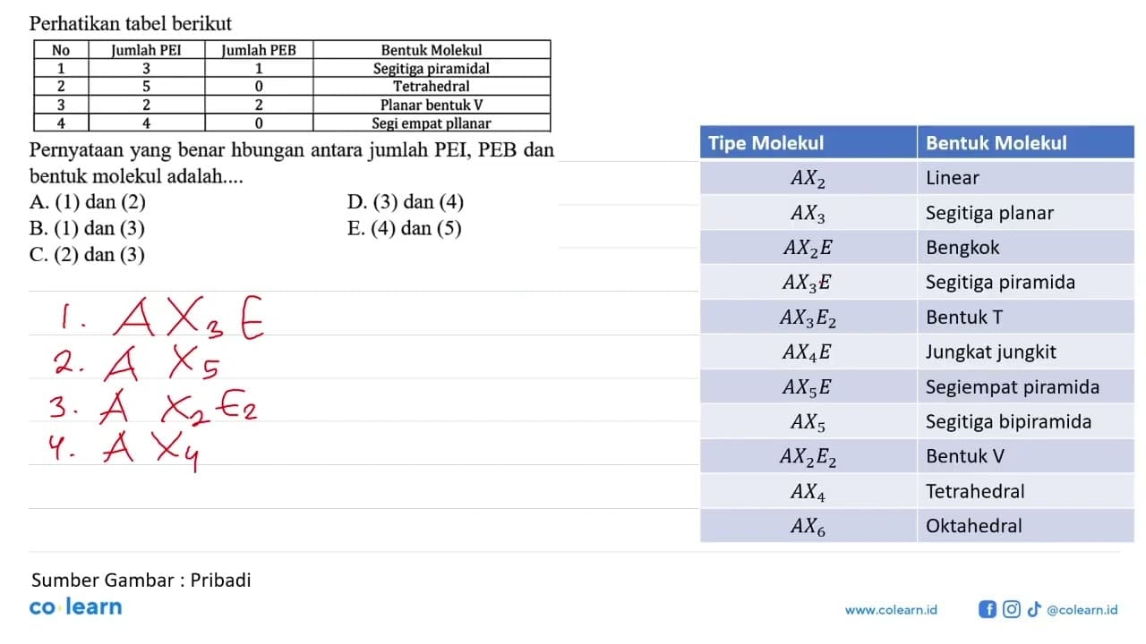 Perhatikan tabel berikut No Jumlah PEI Jumlah PEB Bentuk