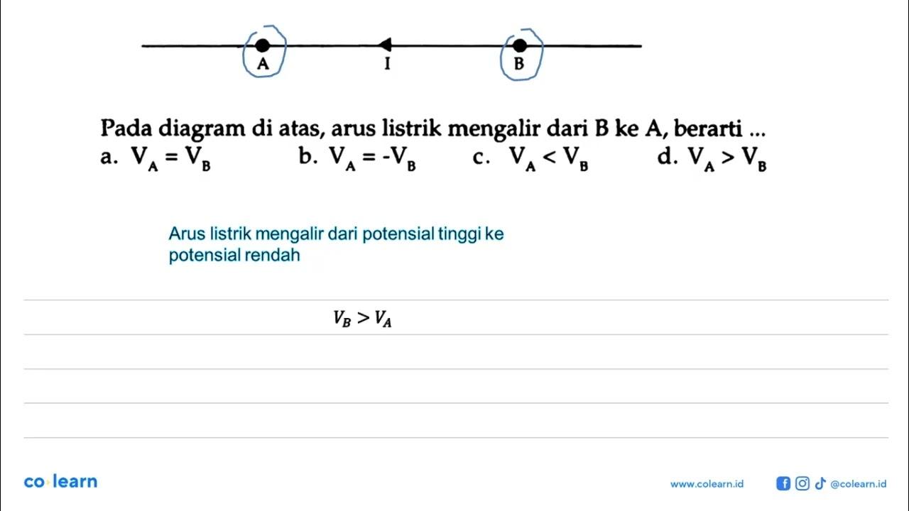 A I B Pada diagram di atas, arus listrik mengalir dari B ke