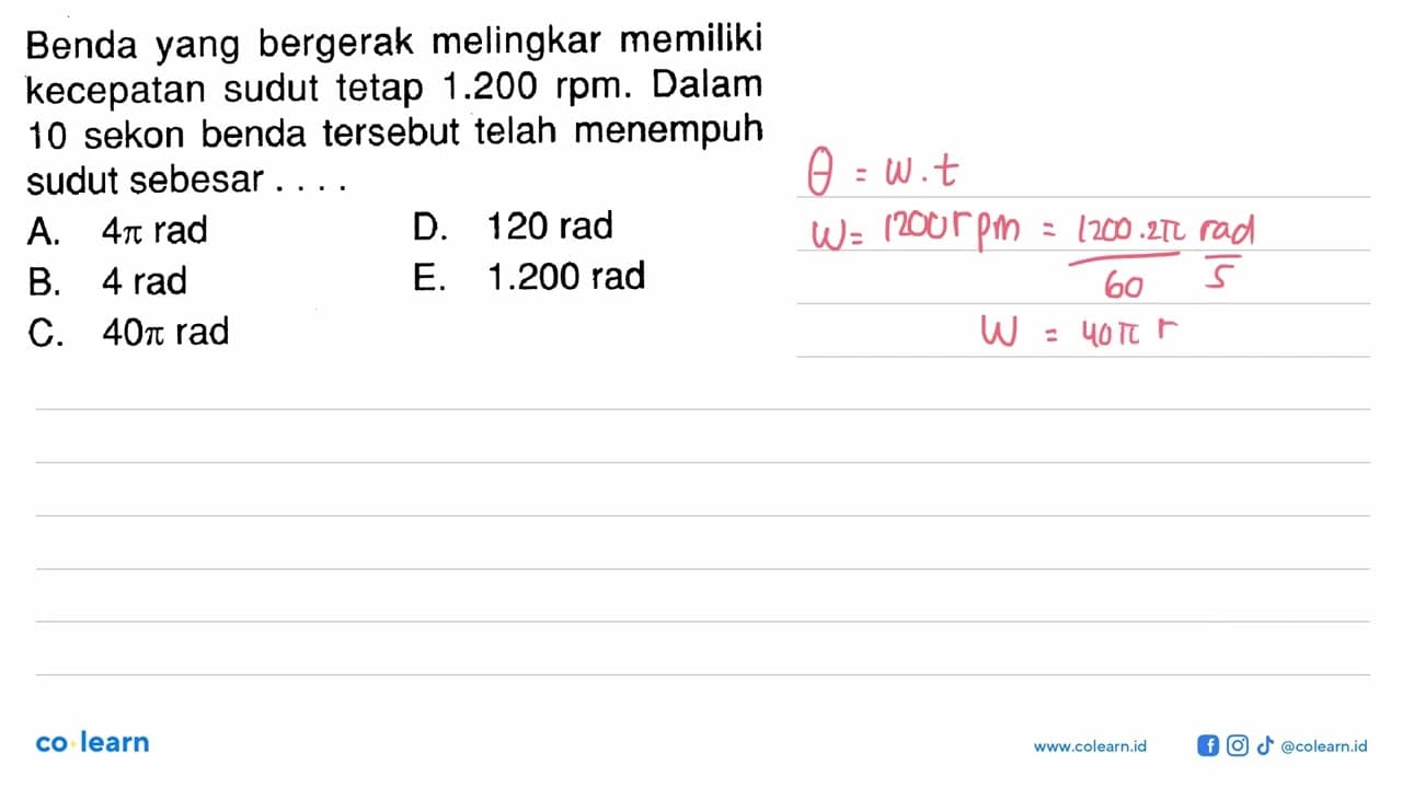 Benda yang bergerak melingkar memiliki kecepatan sudut