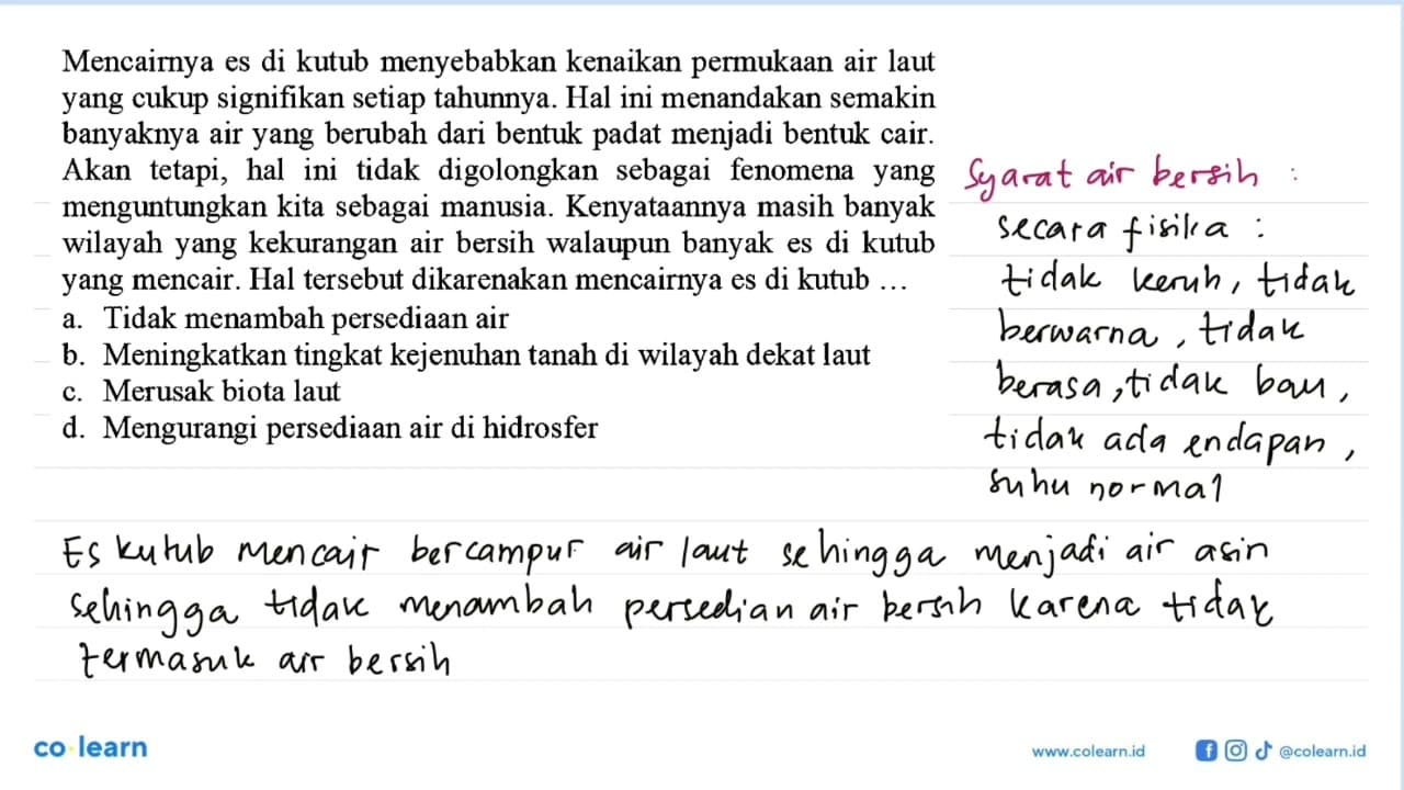 Mencairnya es di kutub menyebabkan kenaikan permukaan air