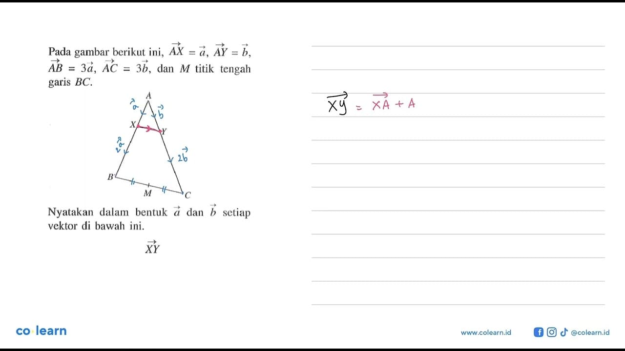 Pada gambar berikut ini, vektor AX=vektor a, vektor