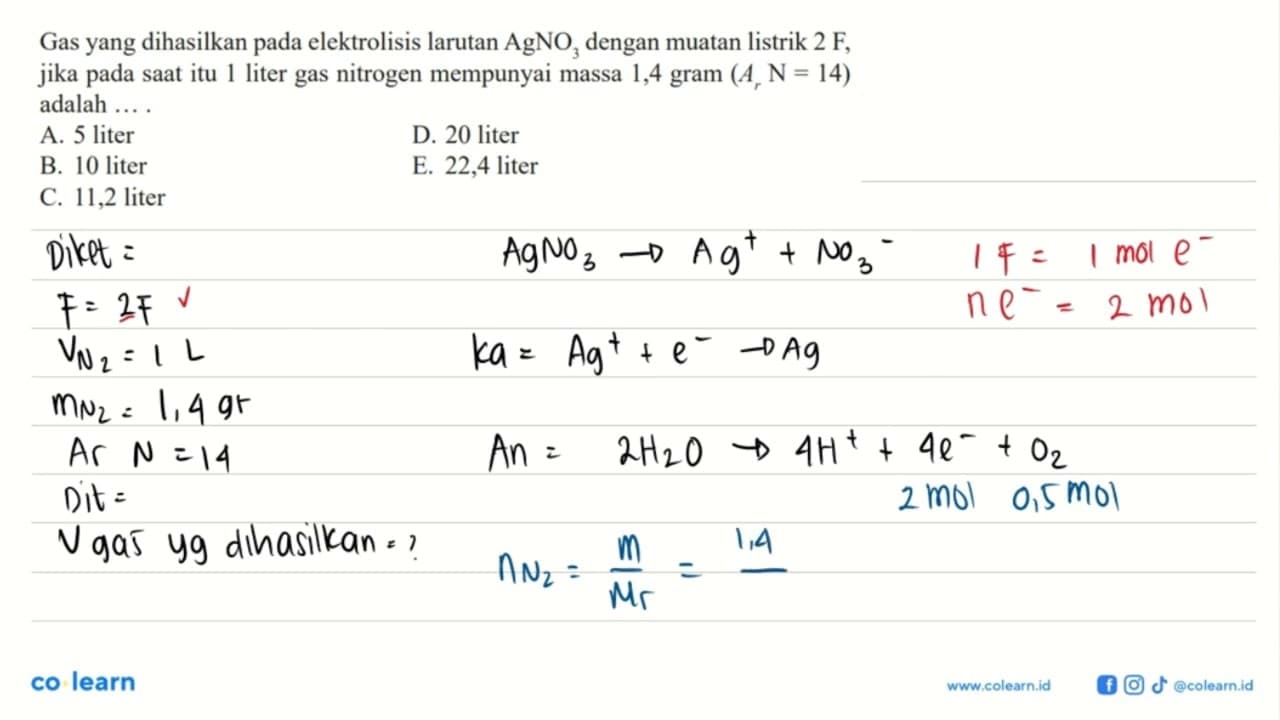 Gas yang dihasilkan elektrolisis larutan AgNO3 dengan