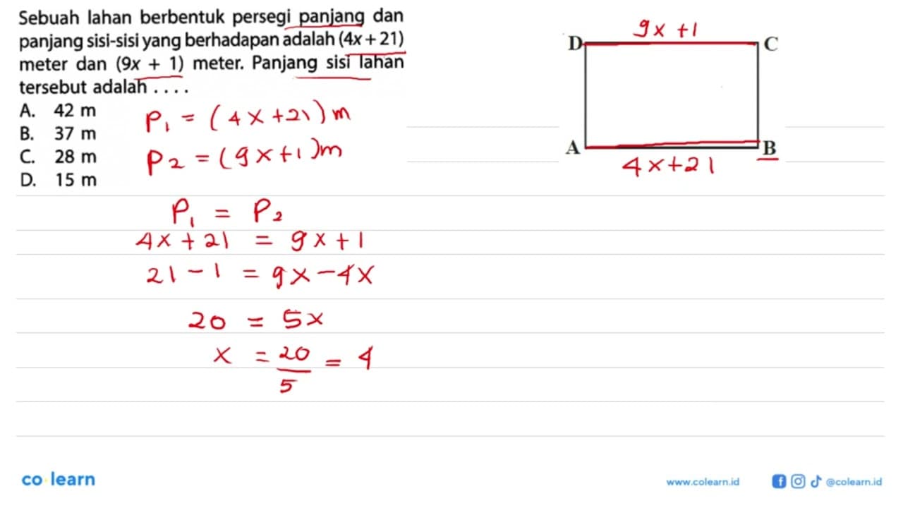 Sebuah lahan berbentuk persegi panjang dan panjang