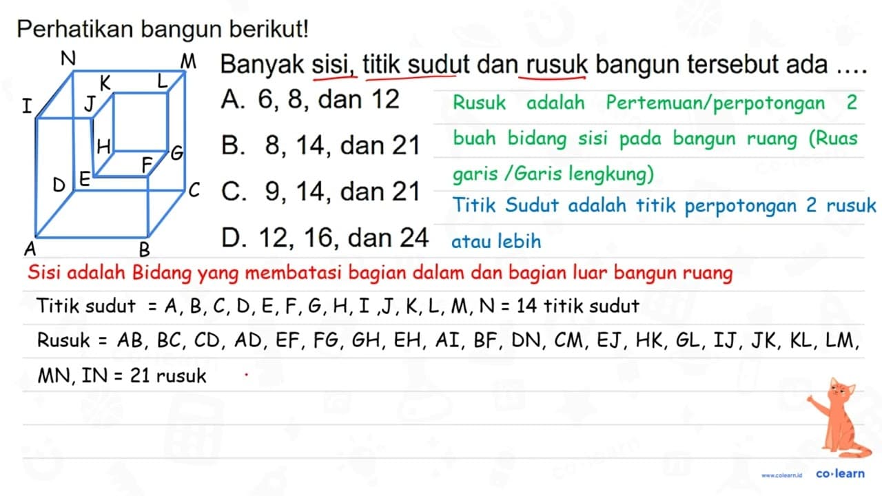 Perhatikan bangun berikut! Banyak sisi, titik sudut dan