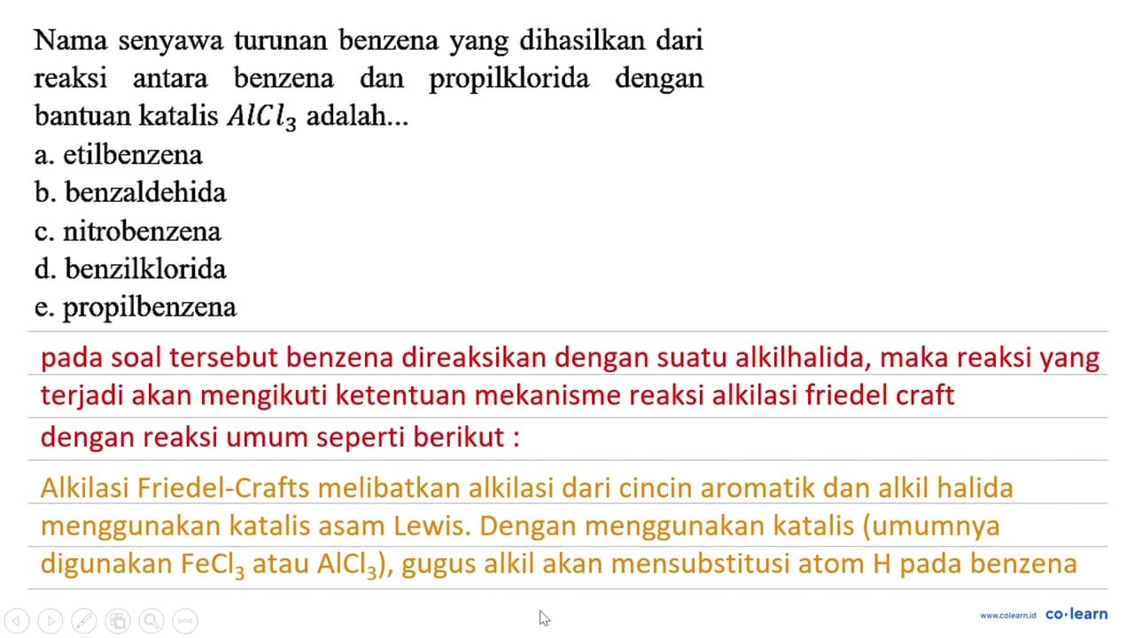 Nama senyawa turunan benzena yang dihasilkan dari reaksi