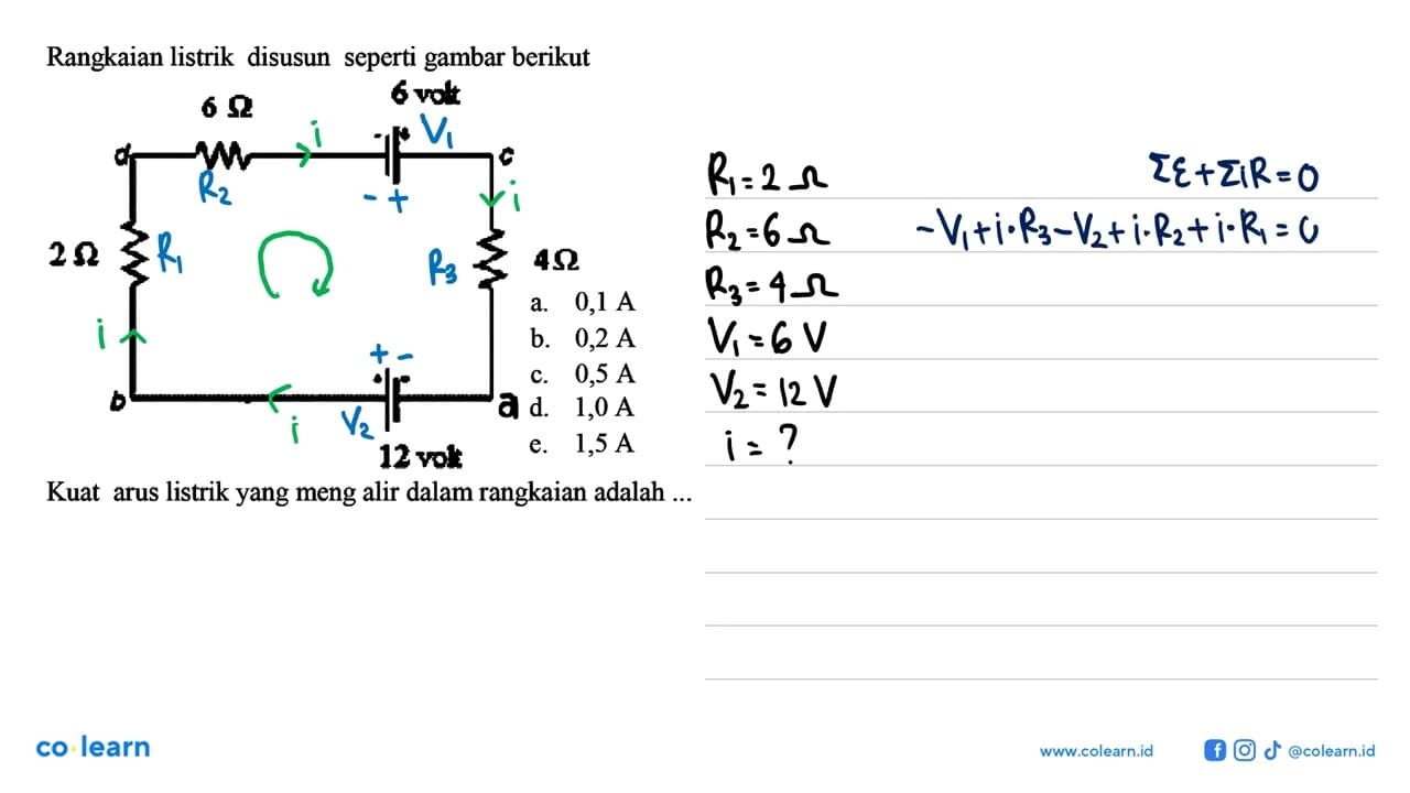 Rangkaian listrik disusun seperti gambar berikut 6 Ohm 6