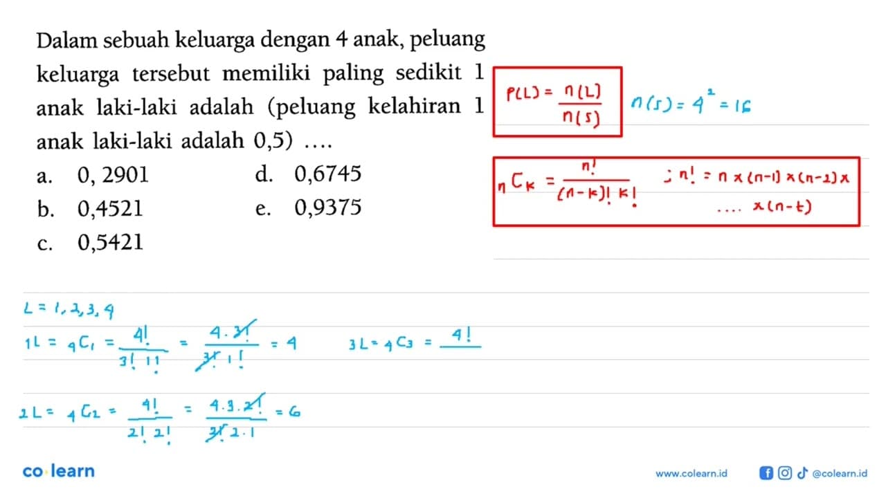 Pada soal Nomor 1 , dari 2.000 keluarga dengan 4 anak,