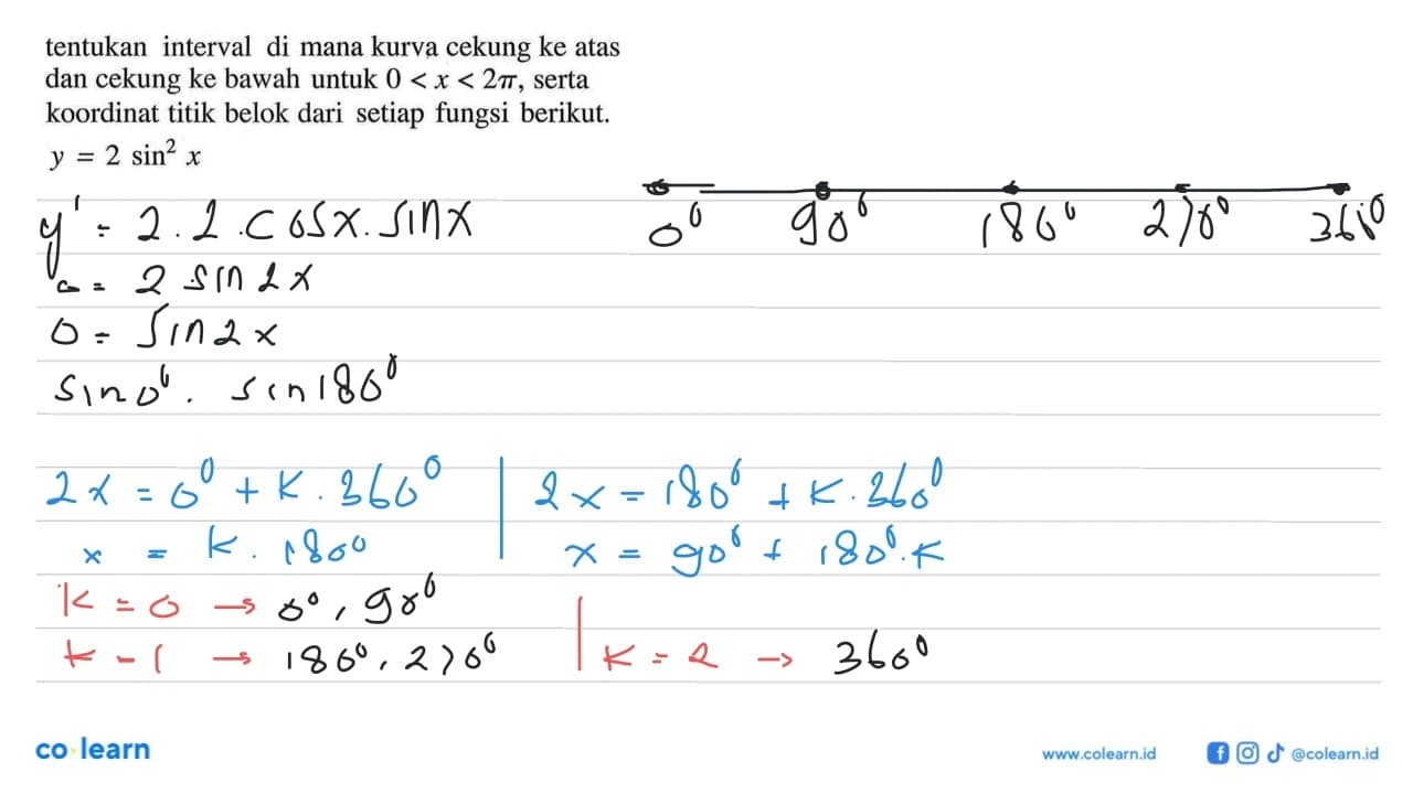 tentukan interval di cekung ke atas mana kurva dan cekung