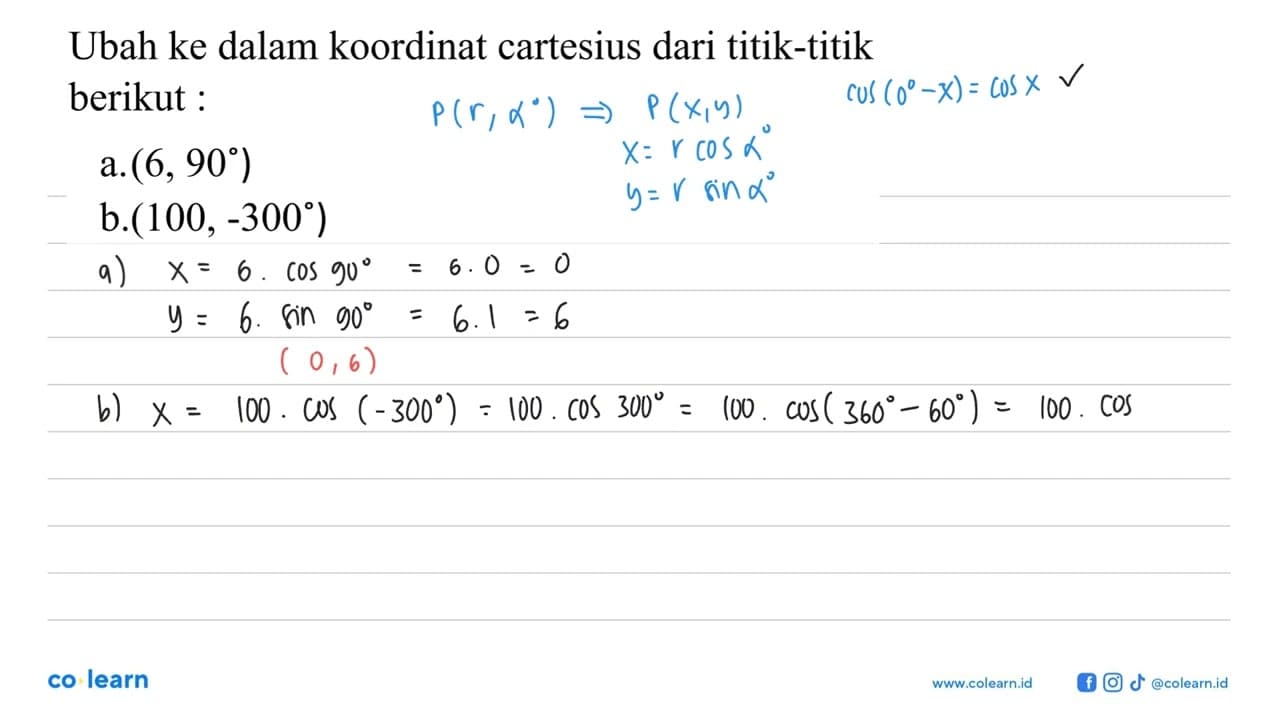 Ubah ke dalam koordinat cartesius dari titik-titik