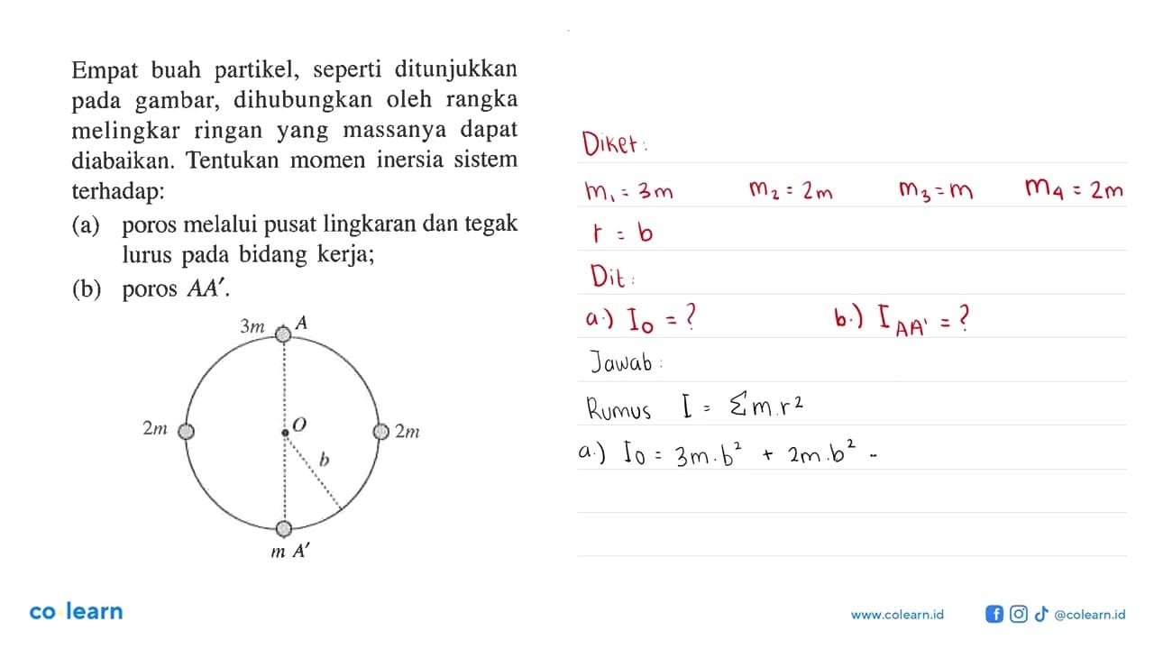 Empat buah partikel, seperti ditunjukkan pada gambar,