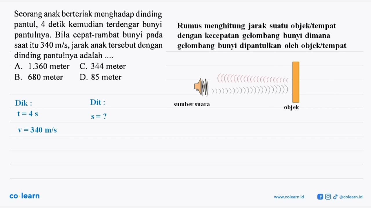 Seorang anak berteriak menghadap dinding pantul, 4 detik