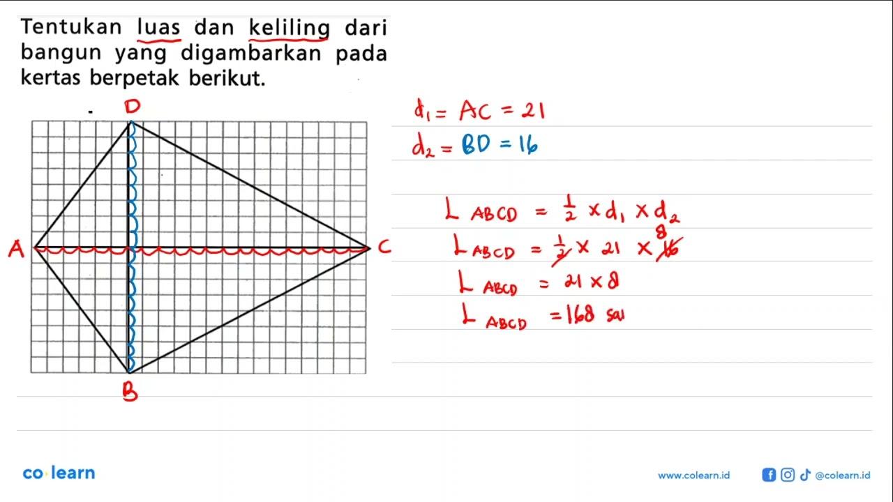 Tentukan luas dan keliling dari bangun yang digambarkan