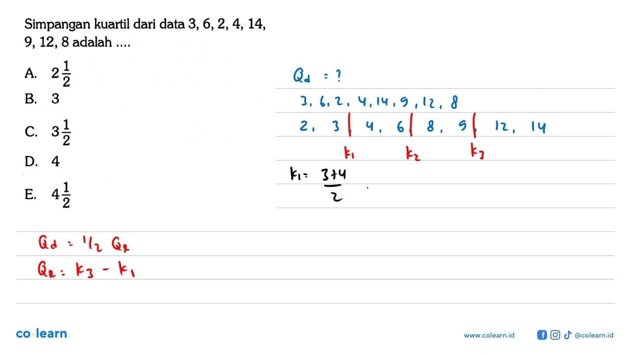 Simpangan kuartil dari data 3,6,2, 4,14, 9,12,8 adalah