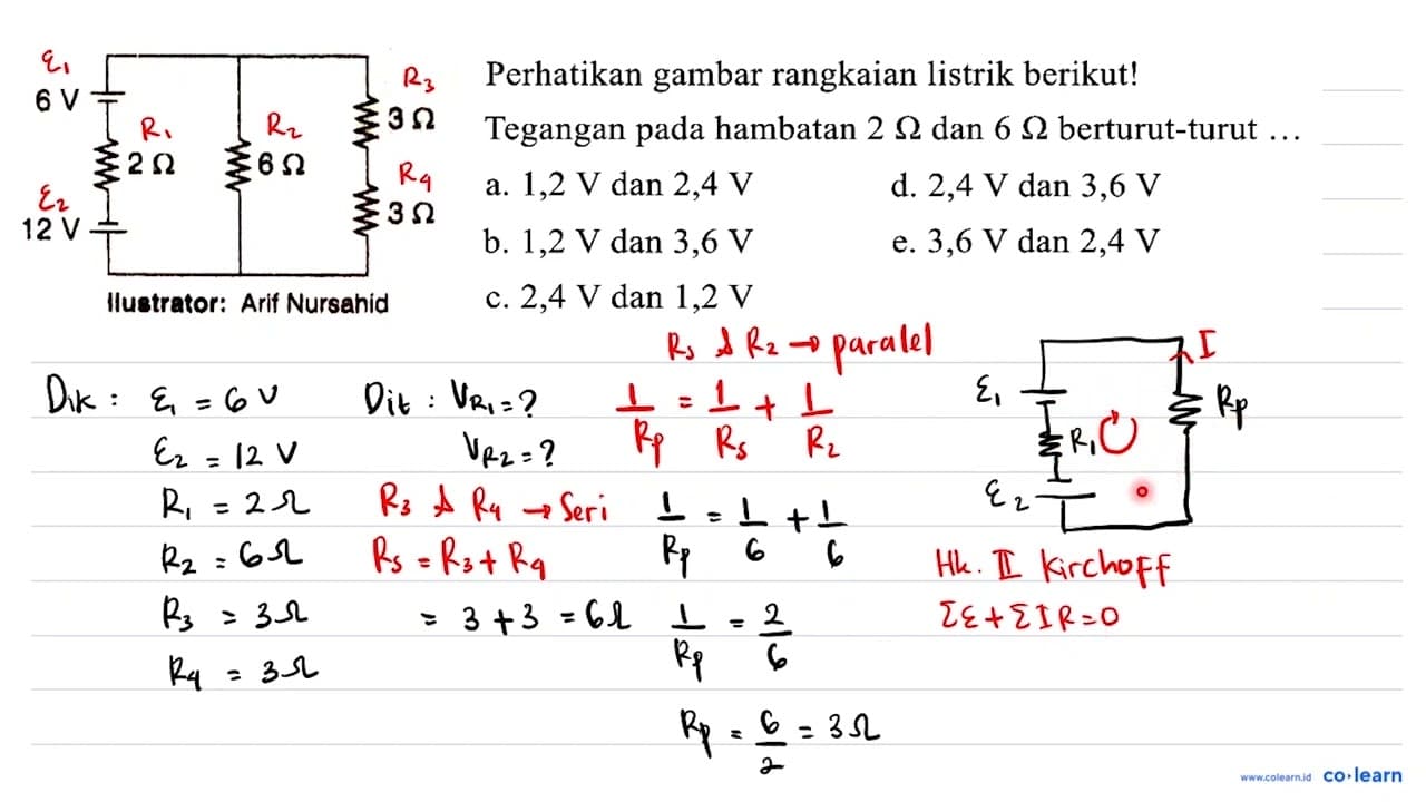 6 V 3 ohm 2 ohm 6 ohm 12 V 3 ohm Perhatikan gambar