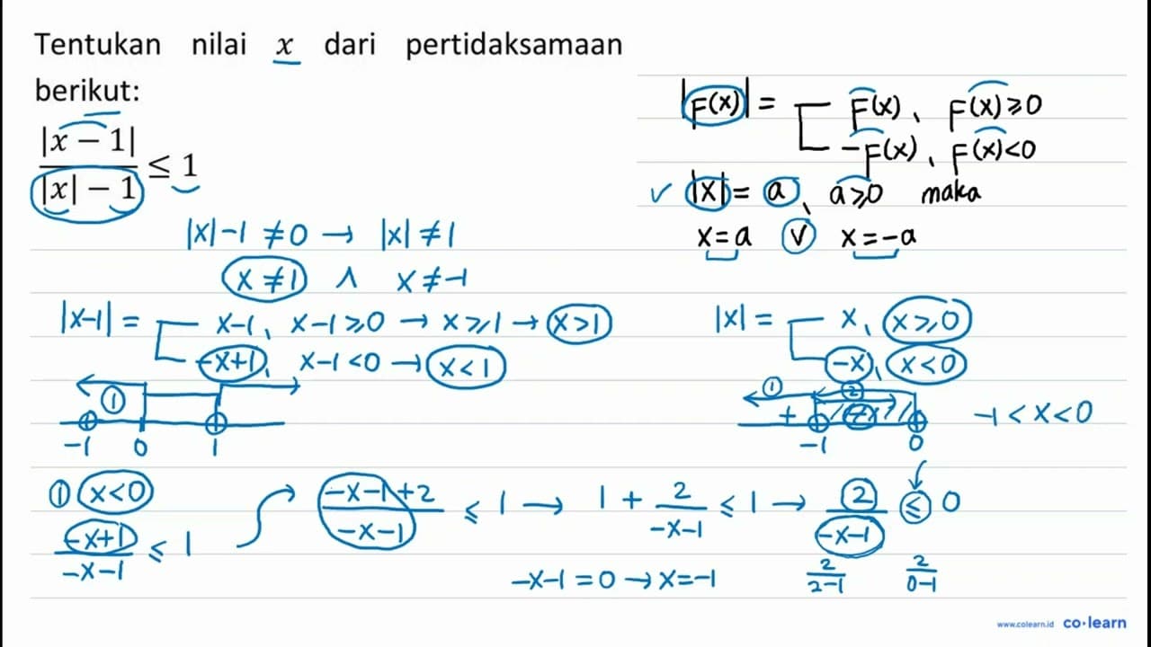 Tentukan nilai x dari pertidaksamaan berikut: