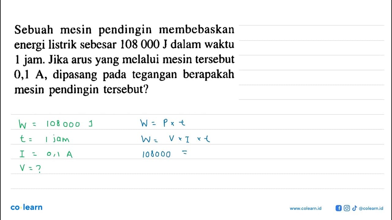 Sebuah mesin pendingin membebaskan energi listrik sebesar