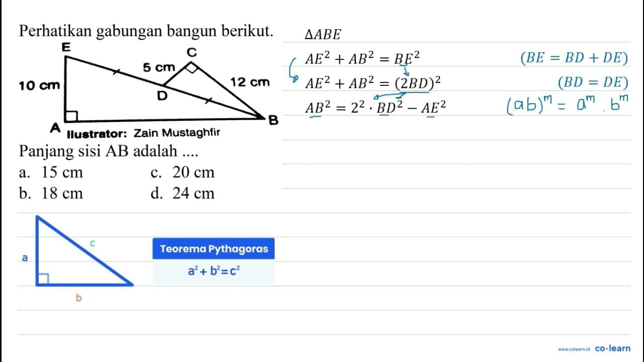 Perhatikan gabungan bangun berikut. E 5 cm C 10 cm D 12 cm