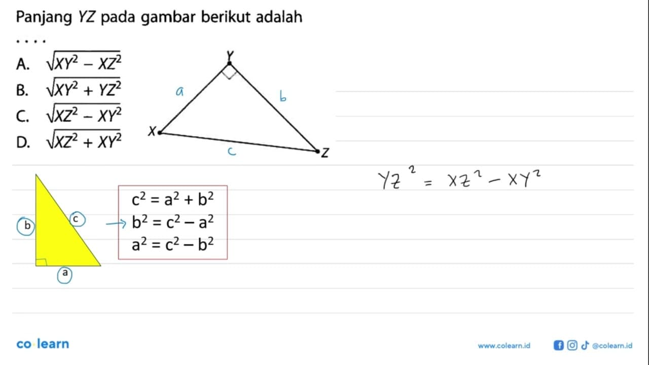 Panjang YZ pada gambar berikut adalah ...