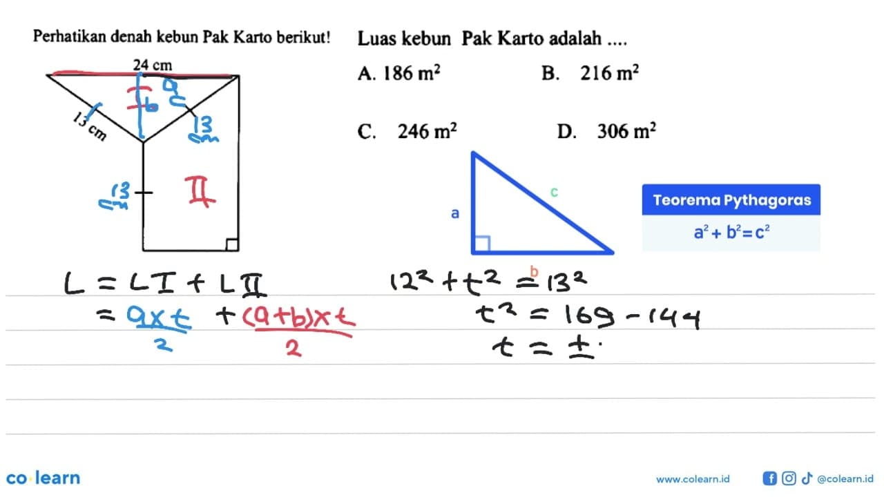 Perhatikan denah kebun Pak Karto berikut! Luas kebun Pak