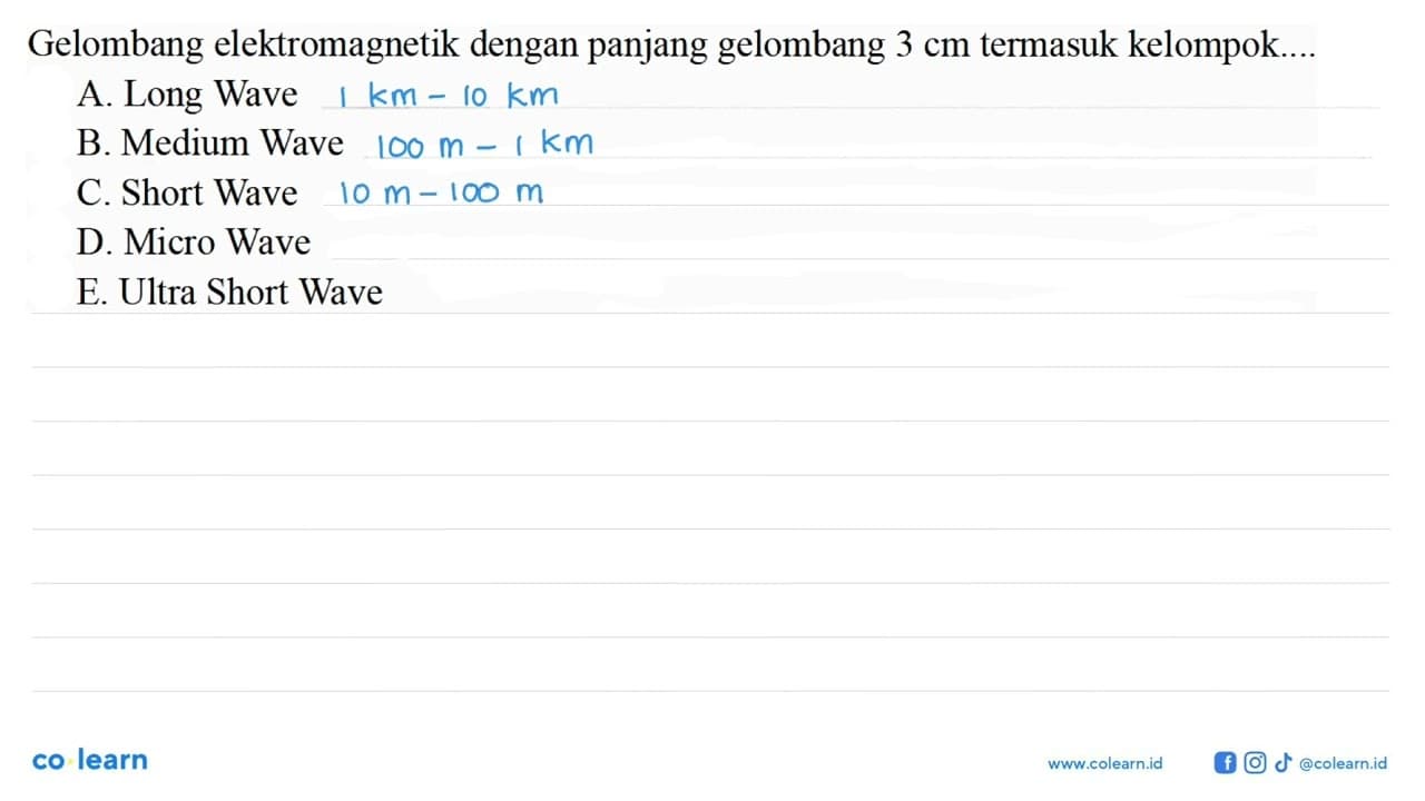 Gelombang elektromagnetik dengan panjang gelombang 3 cm