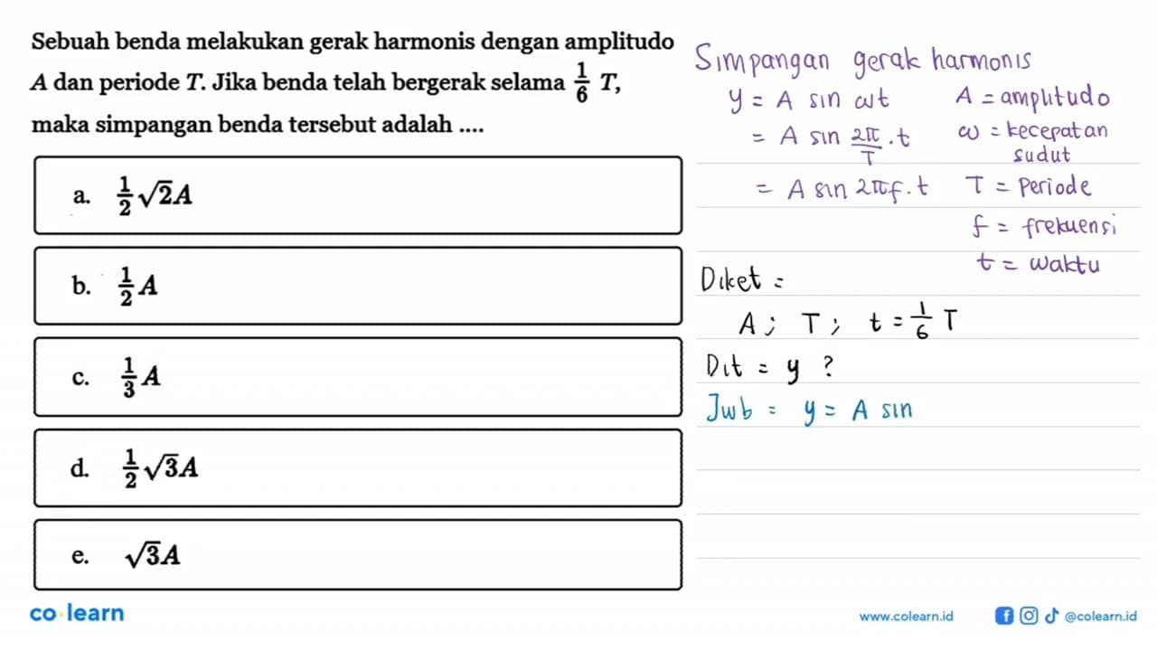 Sebuah benda melakukan gerak harmonis dengan amplitudo A