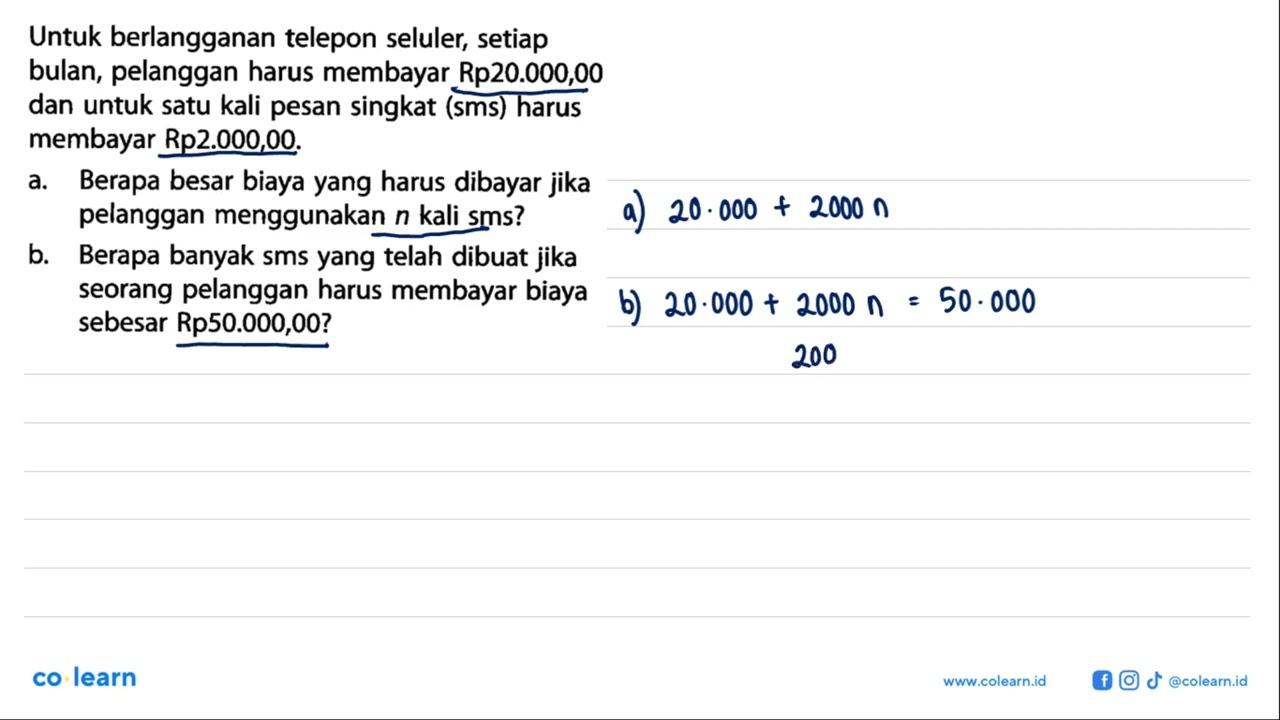 Untuk berlangganan telepon seluler, setiap bulan, pelanggan