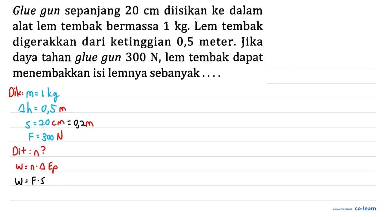 Glue gun sepanjang 20 cm diisikan ke dalam alat lem tembak