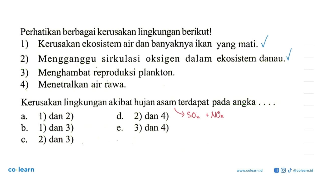 Perhatikan berbagai kerusakan lingkungan berikut!1)