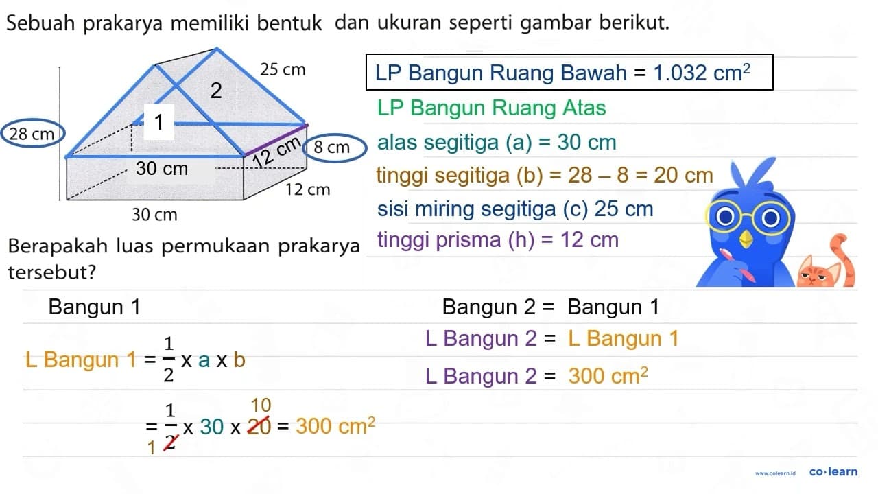 Sebuah prakarya memiliki bentuk dan ukuran seperti gambar