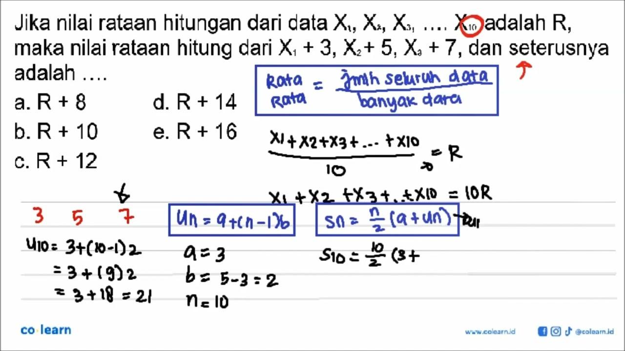 Jika nilai rataan hitungan dari data X1, X2, X3, .... X10