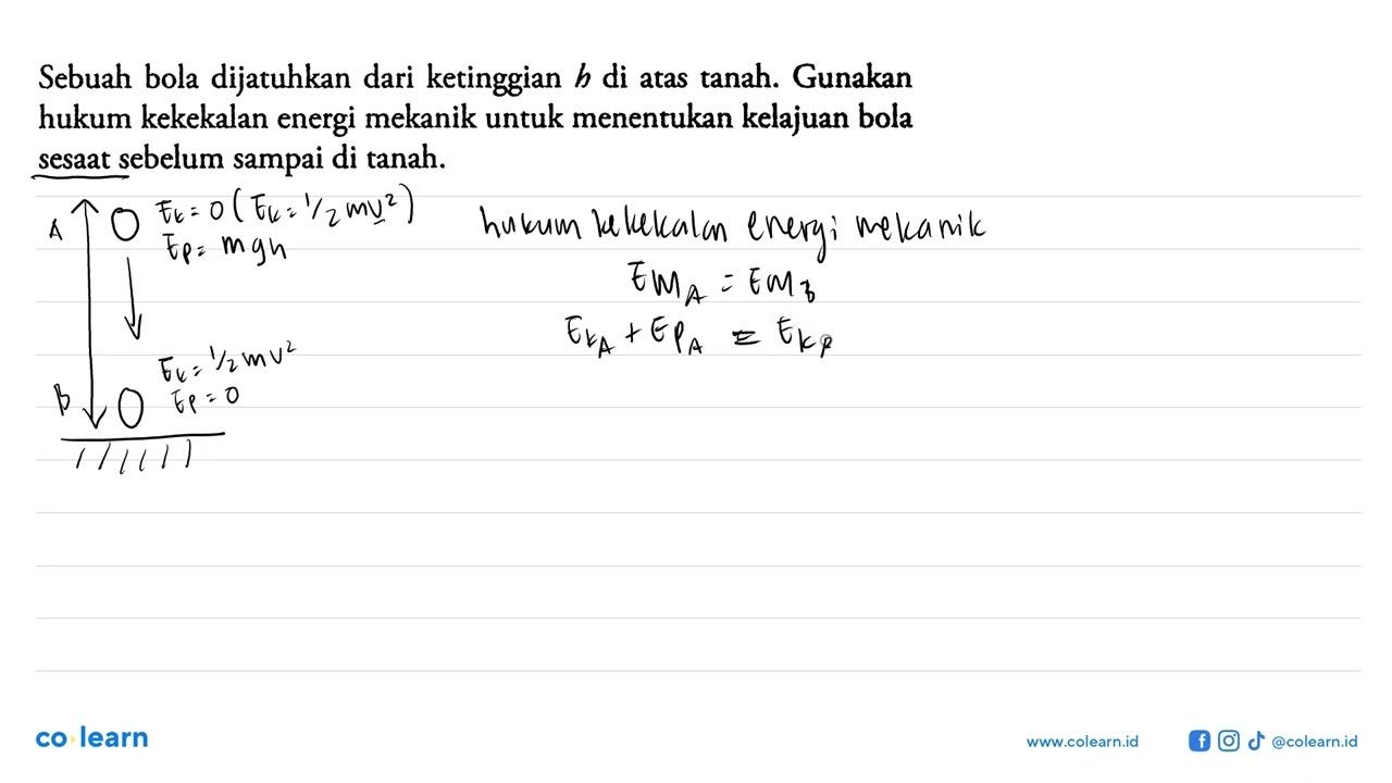 Sebuah bola dijatuhkan dari ketinggian b di atas tanah.