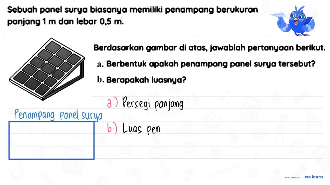 Sebuah panel surya biasanya memiliki penampang berukuran