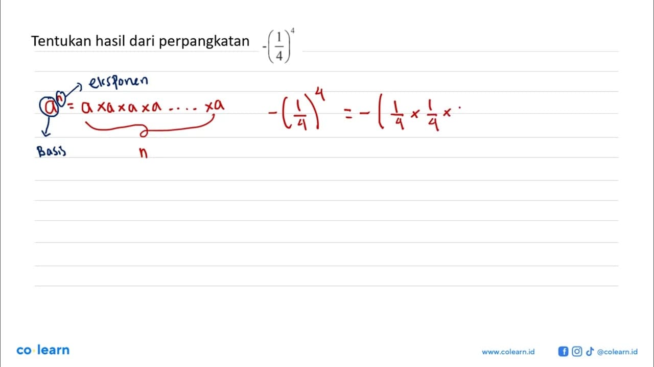 Temtukan hasil dari perpangkatan -(1/4)^4