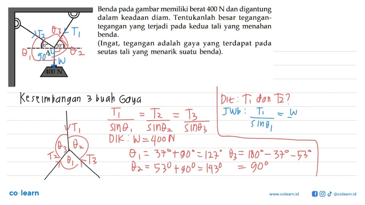 37 53 A 400 N Benda pada gambar memiliki berat 400 N dan