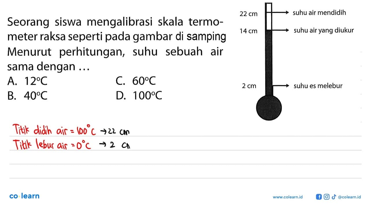 Seorang siswa mengalibrasi skala termometer raksa seperti