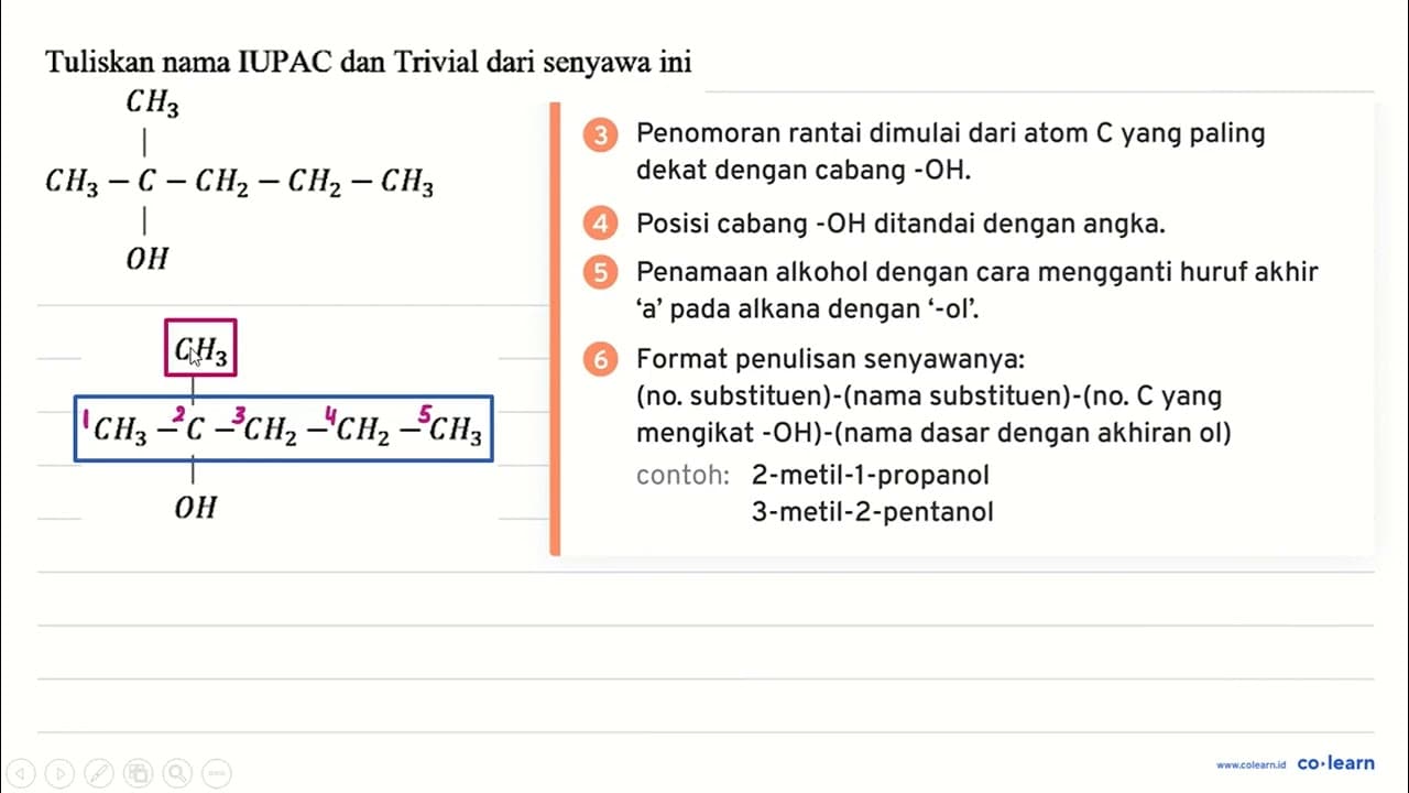 Tuliskan nama IUPAC dan Trivial dari senyawa ini CH3 CH3 -