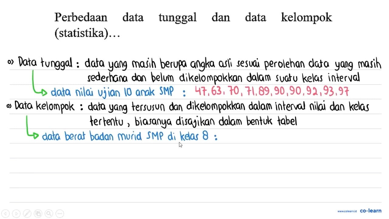 Perbedaan data tunggal dan data kelompok (statistika)...