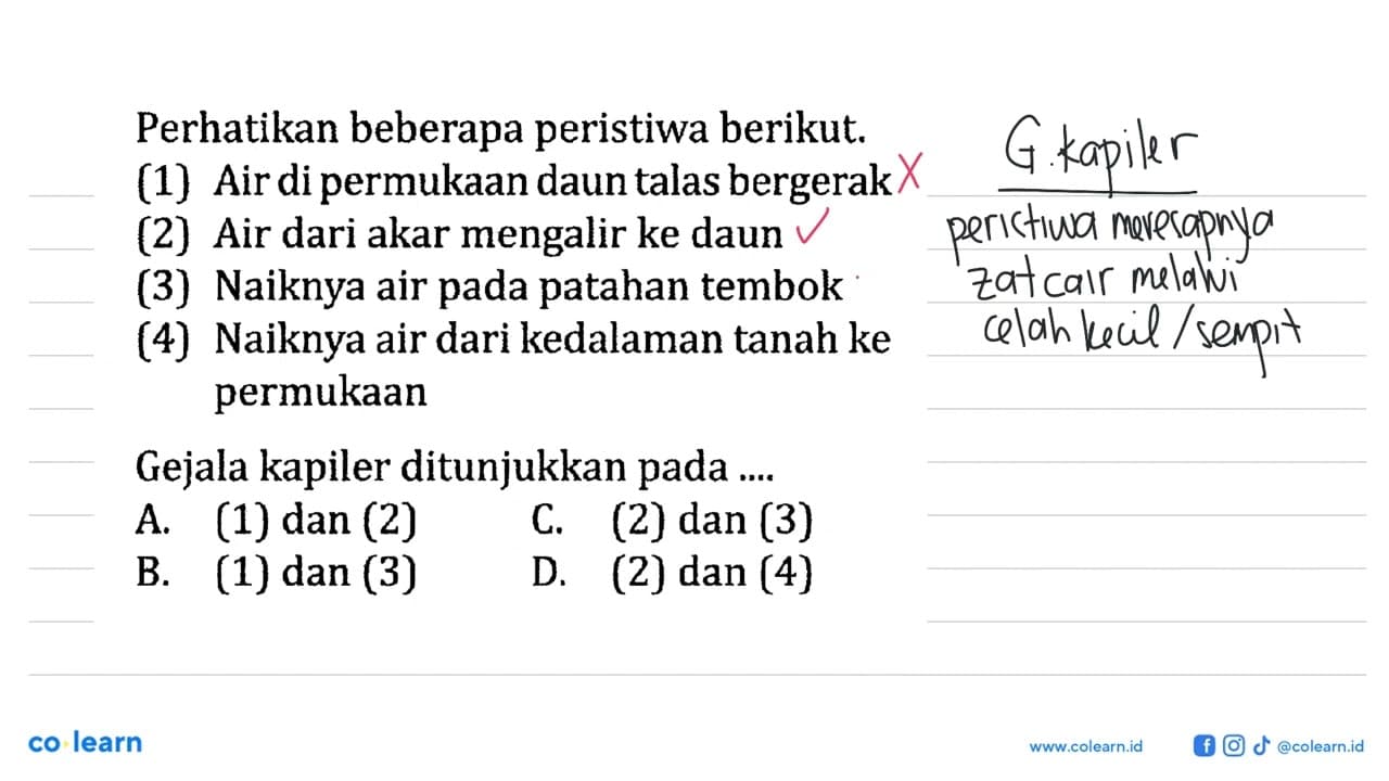 Perhatikan beberapa peristiwa berikut.(1) Air di permukaan