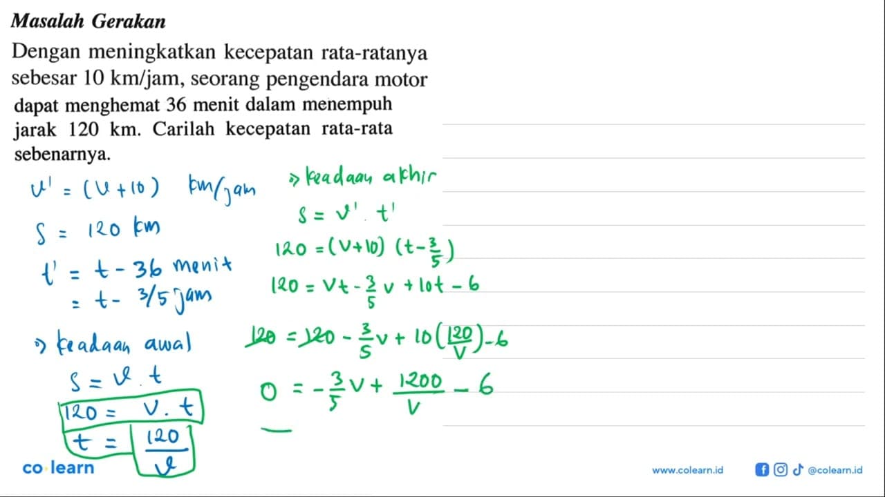 Masalah Gerakan Dengan meningkatkan kecepatan rata-ratanya