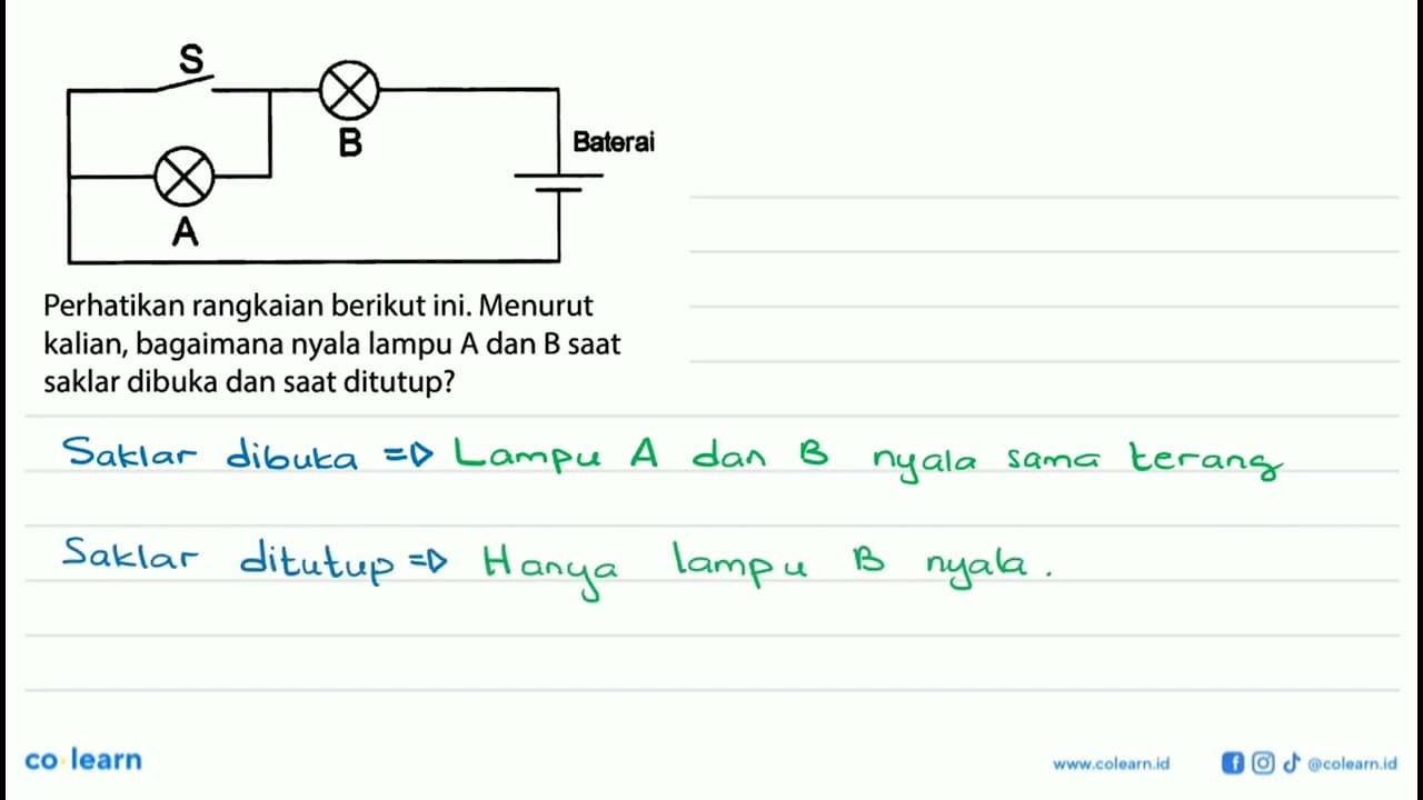 S A B Baterai Perhatikan rangkaian berikut ini. Menurut