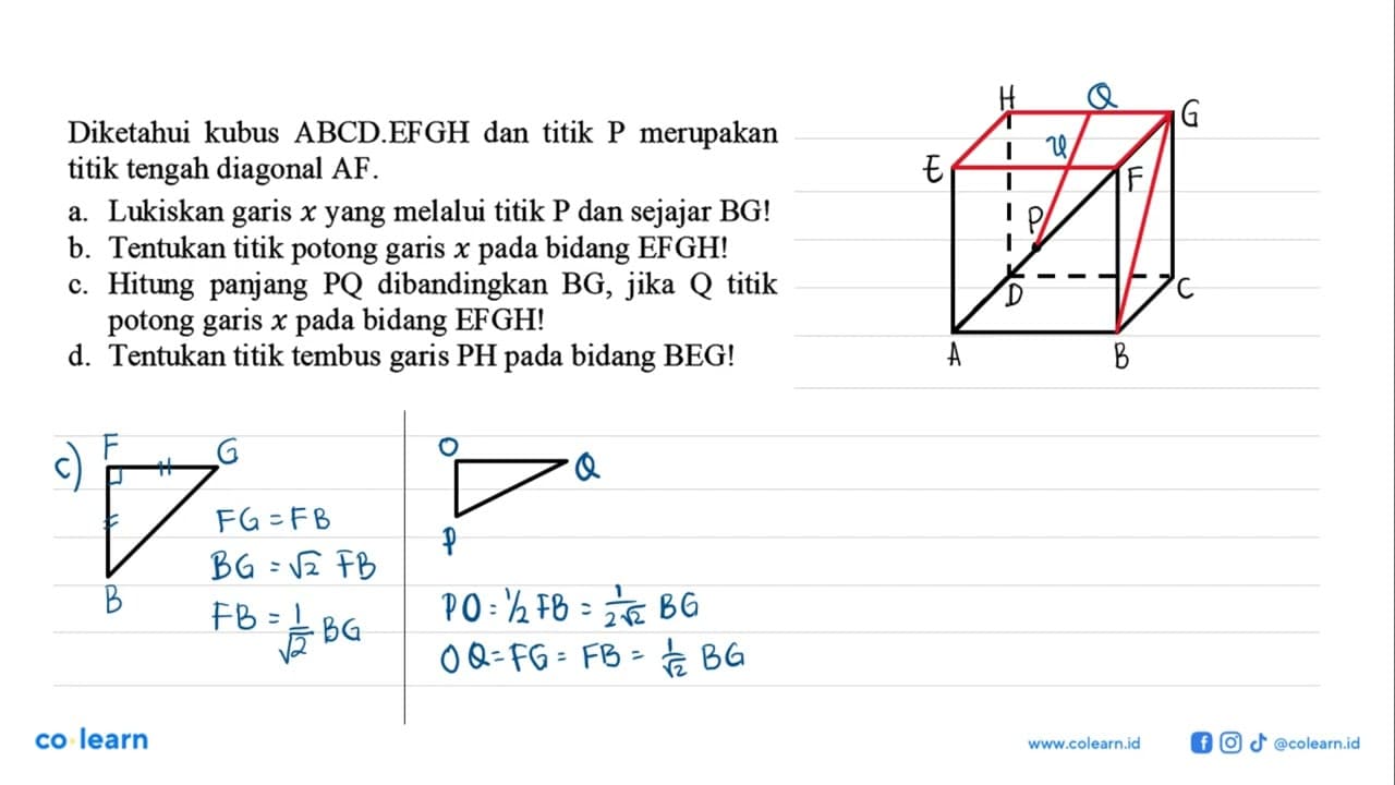 Diketahui kubus ABCD .EFGH dan titik kg merupakan titik