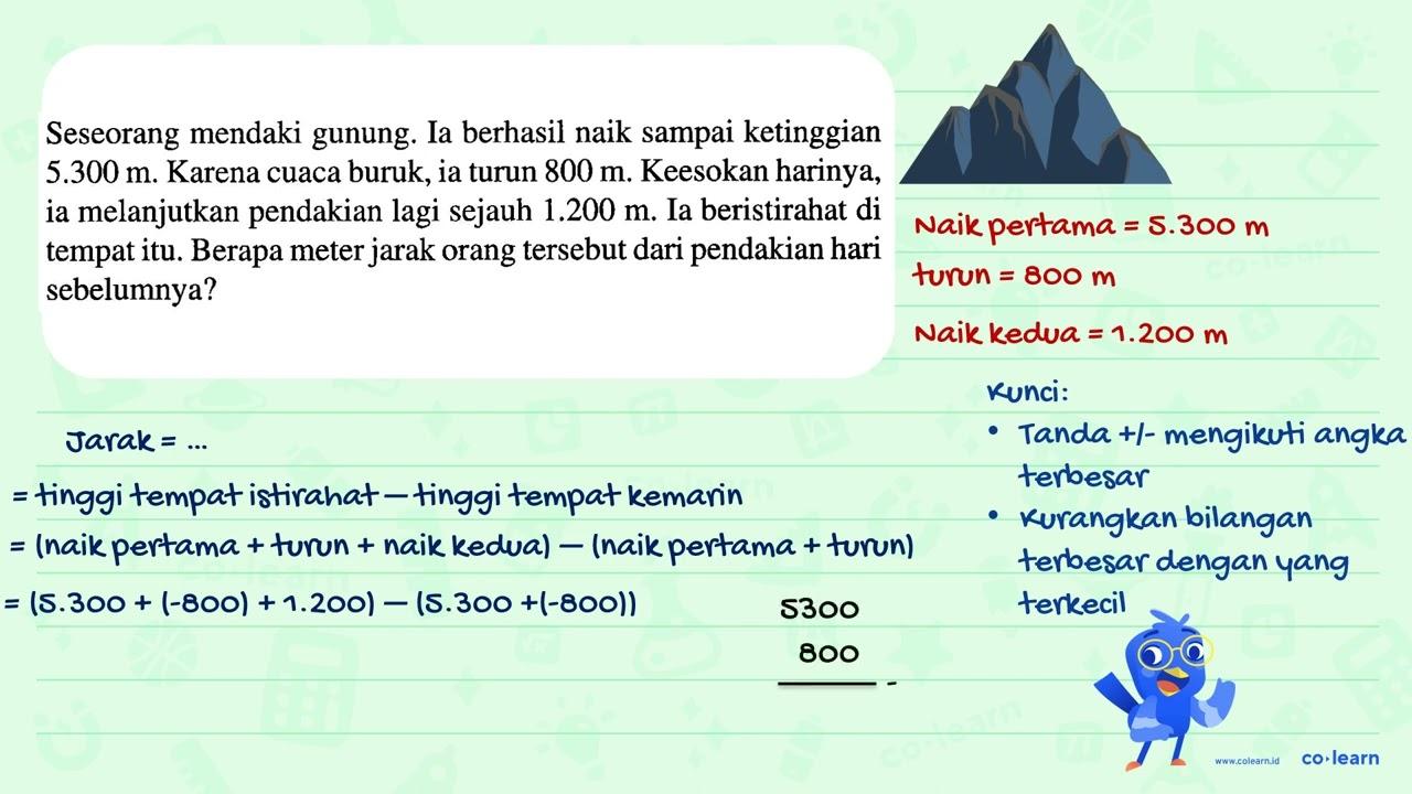 Seseorang mendaki gunung. Ia berhasil naik sampai